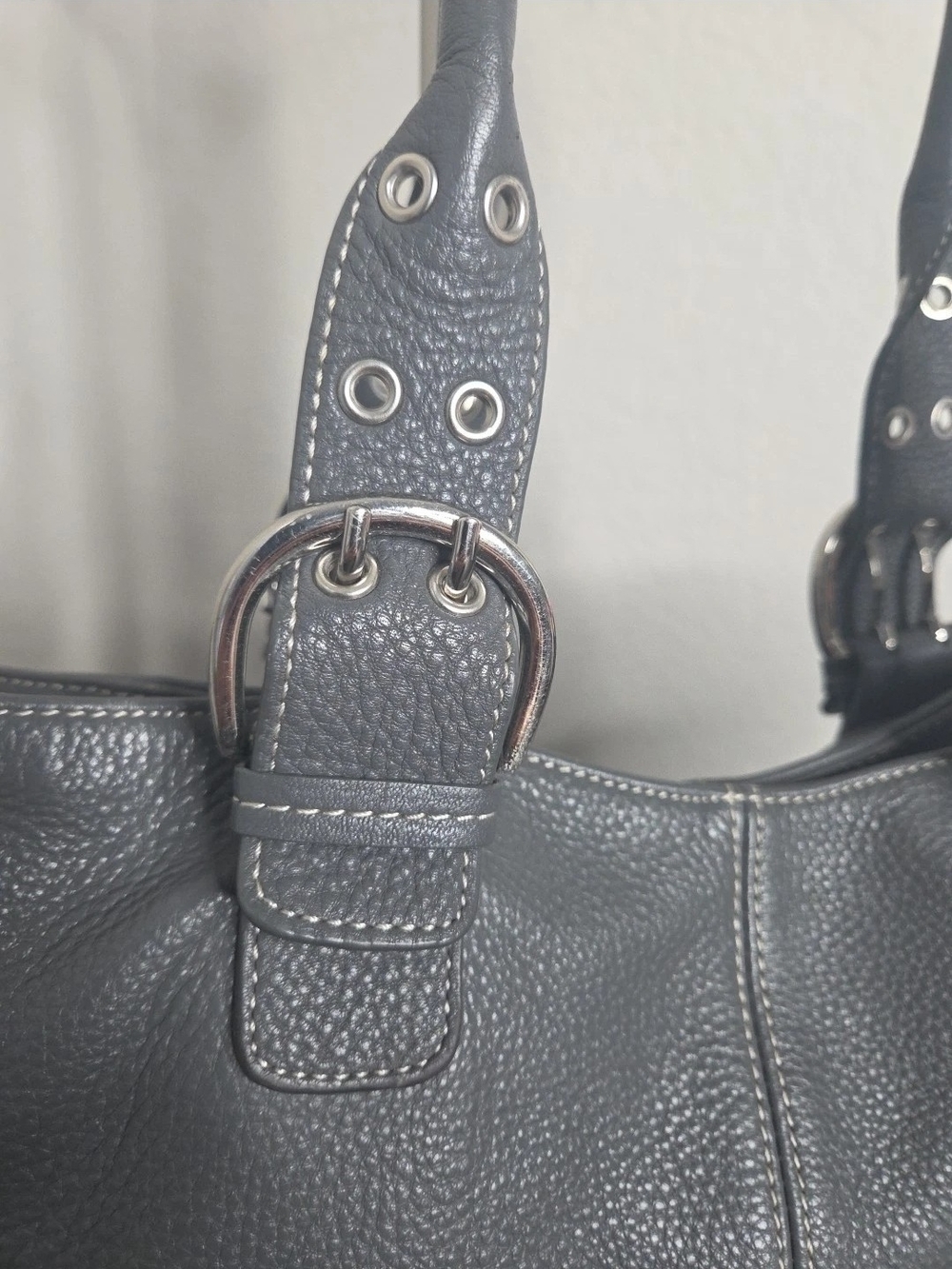 Tignanello Pebbled Leather Shoulder Tote in Slate Blue - Picture 3 of 16